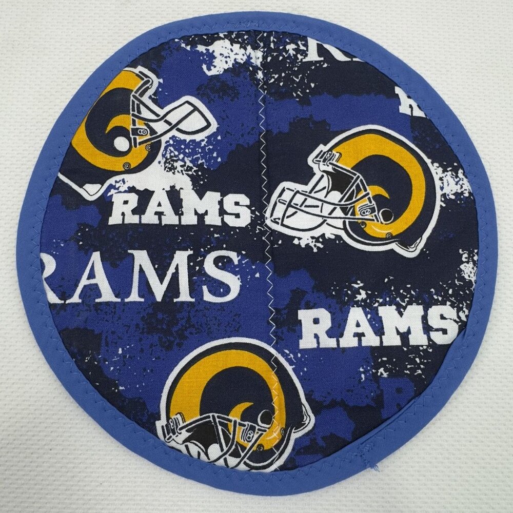 NFL Team Logo Fabric Potholder Trivet Set Of 3 Rams Jaguars Jets Handmade 8" - Picture 4 of 8